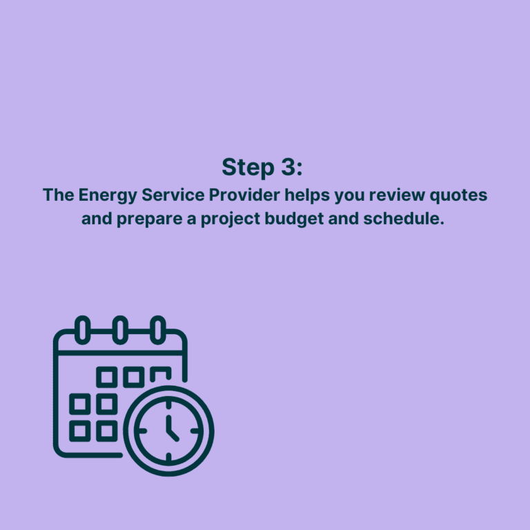 Step 3: The Energy Service Provider helps you review quotes and prepare a project budget and schedule.